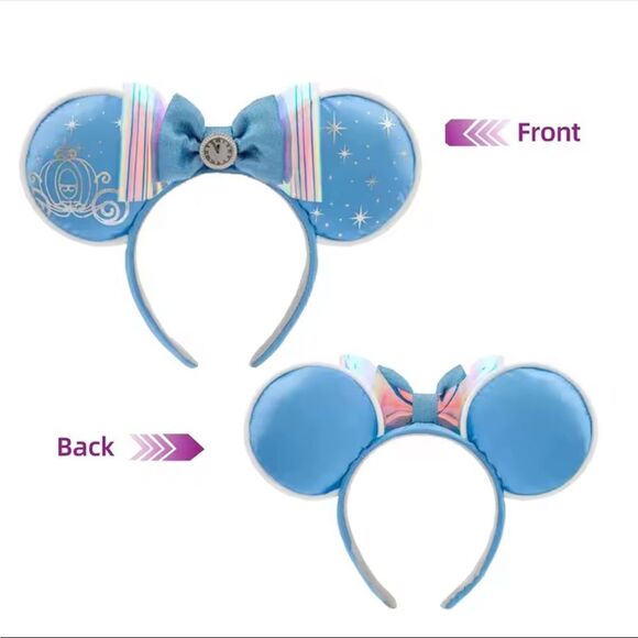 Disney Parks Cinderella Princess Minnie Mouse Ears Headband Blue and Silver